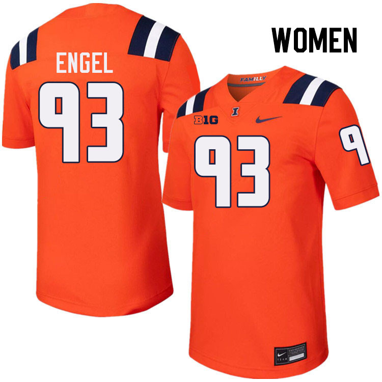 Women #93 Henry Engel Illinois Fighting Illini College Football Jerseys Stitched-Orange